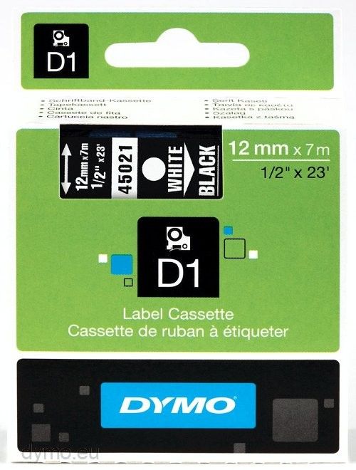 Dymo S0720610 Flexibles Nylonband D1 Weiss Auf Schwarz 12mm X 7m