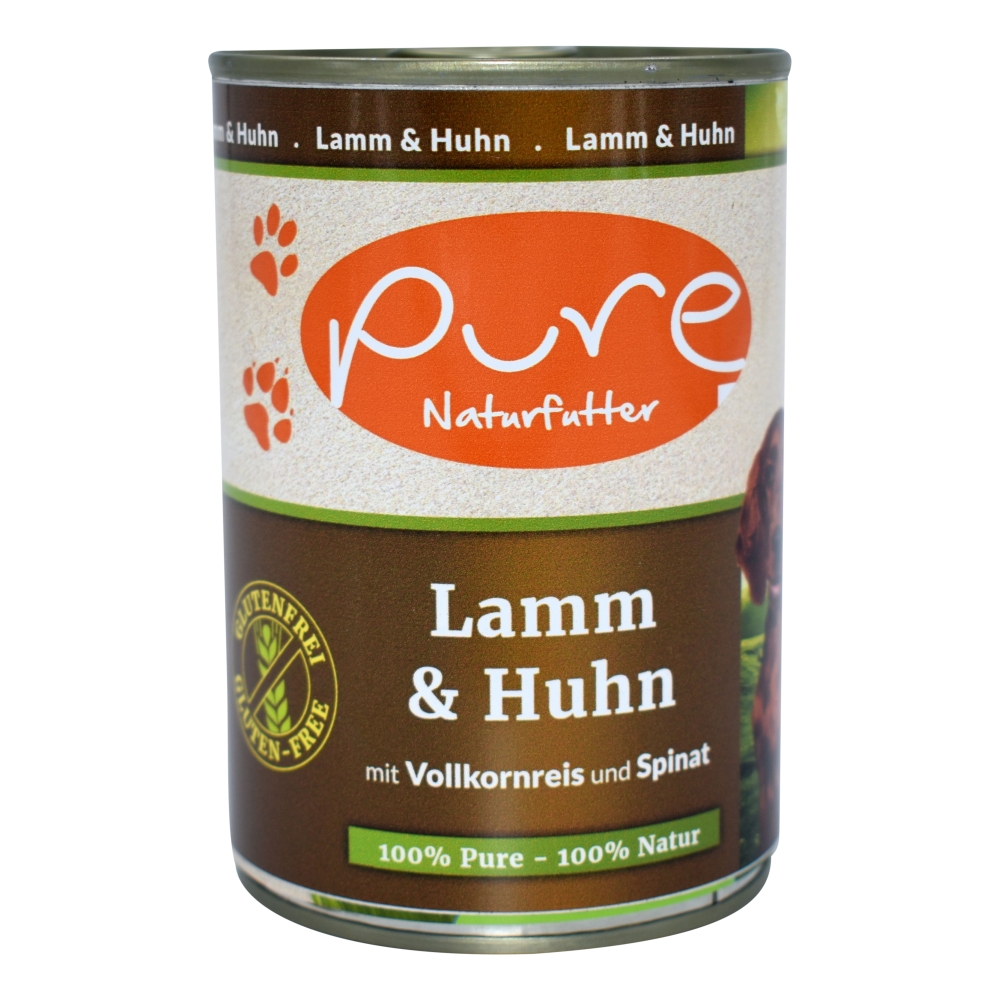 Pure Natural Food,Pure Dog Lamb+Chicken Glufr 400gd