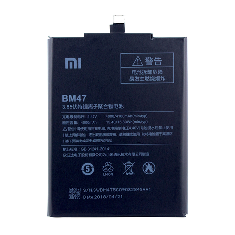 Xiaomi Bateria Litowo-Jonowa Bm47 Czerwonymi 3 I Czerwonymi 3s 4000mah