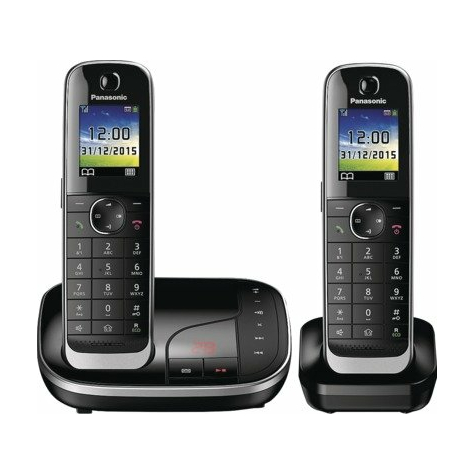 Panasonic Kx-Tgj322gb Bezprzewodowy Telefon Duo-Dect Z Automatyczną Sekretarką, Czarny