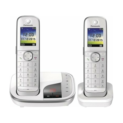 Panasonic Kx-Tgj322gw Bezprzewodowy Telefon Duo-Dect Z Automatyczną Sekretarką, Biały