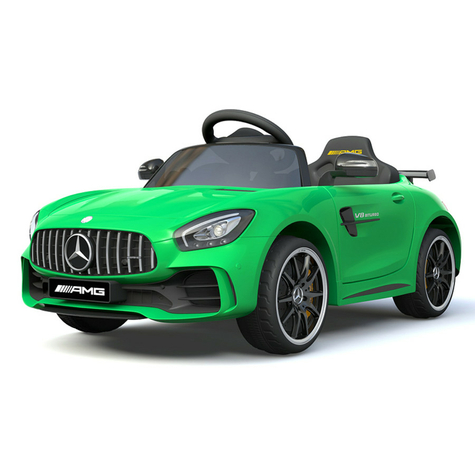Pojazd Dla Dzieci - Samochód Elektryczny "Mercedes Gt R" - Licencjonowany - 12v4,5ah, 2 Silniki - 2,4ghz Pilot, Mp3, Skórzane Siedzenie+Eva - Zielony