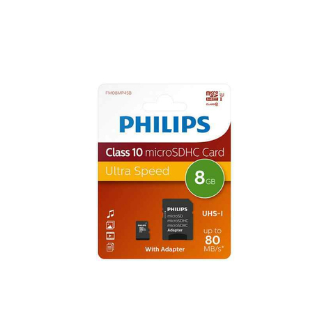 Philips Microsdhc 8gb Cl10 80mb/S Uhs-I +Adapter Sprzedaż Detaliczna