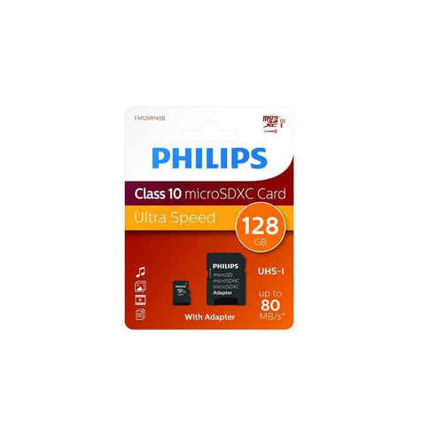 Philips Microsdxc 128gb Cl10 80mb/S Uhs-I +Adapter Sprzedaż Detaliczna