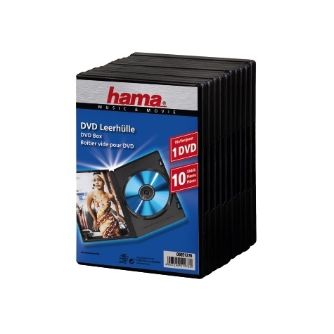 Hama Dvd Jewel Case With Foil - 10-Pack - Black - 1 Discs - Black