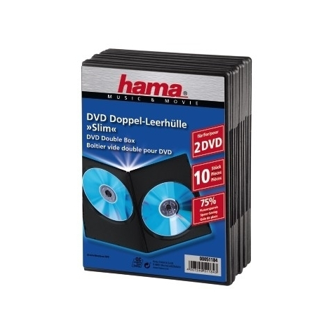 Hama Dvd Slim Double-Box 10 - Czarny - 2 Płyty - Czarny