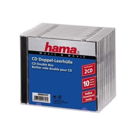 Hama Cd Double Jewel Case Standard - Opakowanie 10 - 2 Płyty - Przezroczyste