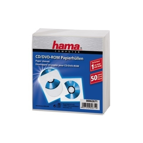 Hama Cd-Rom Paper Sleeves 50 - Białe - 50 Płyt - Białe