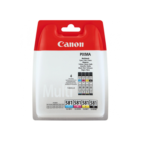 Canon Cli-581 Multipack - Original - Pigment Based Ink - Black - Cyan - Magenta - Yellow - Canon - Pixma Ts9150 Pixma Ts6151 Pixma Ts9155 Pixma Ts6150 Pixma Ts8151 Pixma Tr8550 Pixma Tr7550 Pixma... 5.6 Ml