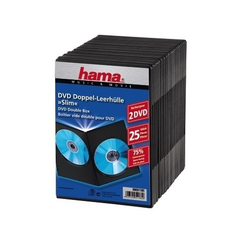 Hama Dvd Slim Double-Box 25 - Czarny 2 Płyty Czarny