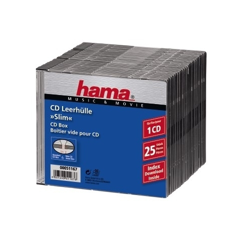 Hama Cd Slim Box - Czarny - Opakowanie 25 Sztuk - 1 Dysk - Czarny - Plastik