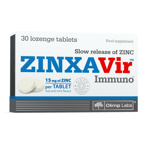 Olimp Zinxavir Immuno Zinc, 30 Pastylek, Owocowo-Miętowy