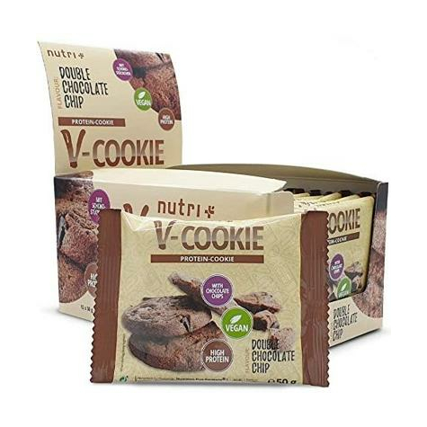 Nutri+ Vegan V-Cookies, 12 X 50 G Ciasteczka Proteinowe, Podwójnie Czekoladowe
