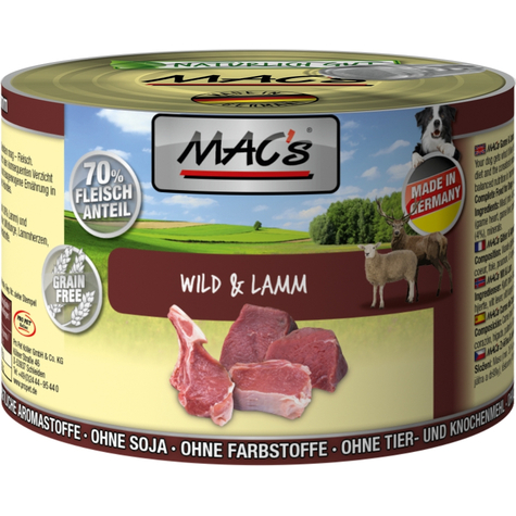 Mac's,Macs Dog Wild + Lamb 200gd