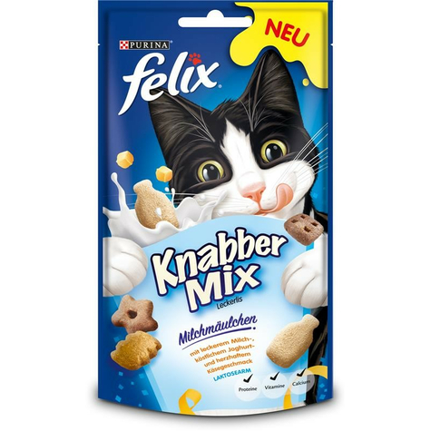 Nestle Cat, Felix Nibble Mix Milk Mouth.60g