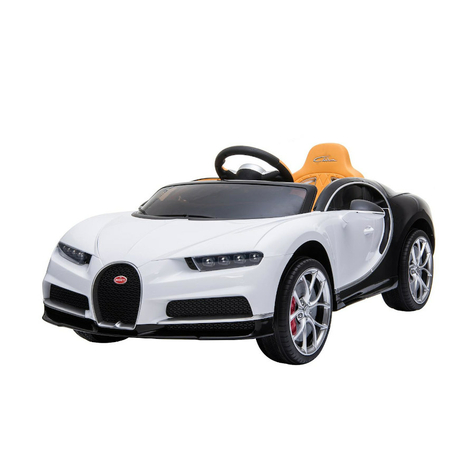 Pojazd Dla Dzieci - Samochód Elektryczny Bugatti Chiron - Licencjonowany - 12v7ah, 2 Silniki - 2,4ghz Pilot, Mp3, Skórzane Siedzenie+Eva - Biały