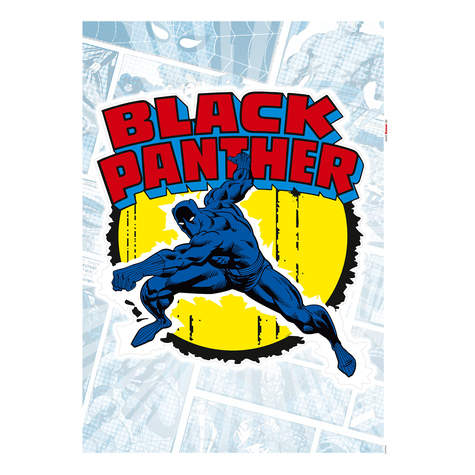 Tatuaż Na Ścianę - Black Panther Komiks Klasyczny - Rozmiar 50 X 70 Cm