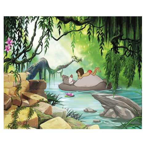 Tapeta Papierowa - Księga Dżungli Pływanie Z Baloo - Rozmiar 368 X 254 Cm