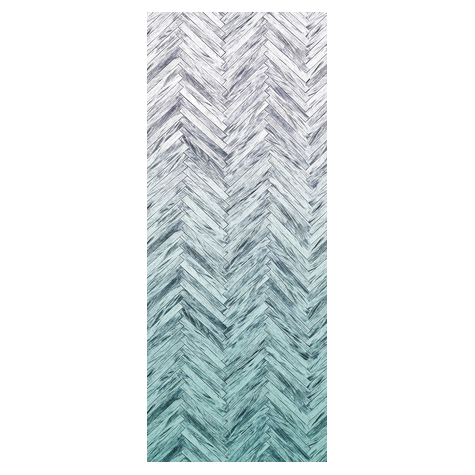 Non-Woven Wallpaper - Herringbone Mint Panel - Size 100 X 250 Cm
