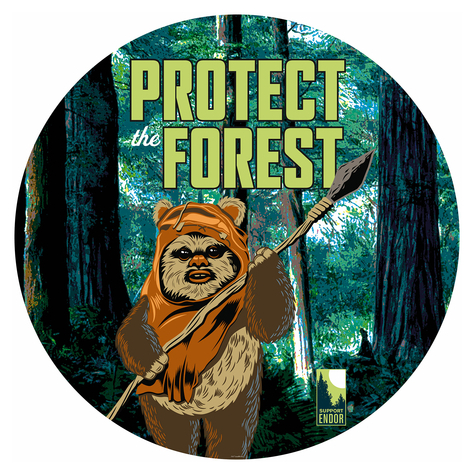 Self-Adhesive Non-Woven Wallpaper / Wall Tattoo - Star Wars Protect The Forest - Size 125 X 125 Cm