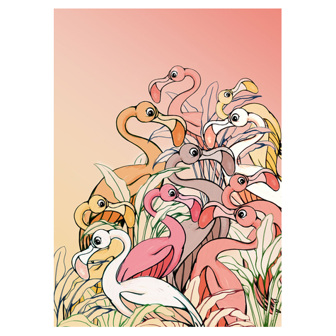 Fototapety  - Flamingi I Lilie - Rozmiar 200 X 280 Cm
