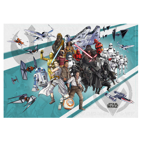 Fototapety  - Star Wars Cartoon Collage Wide - Rozmiar 400 X 280 Cm