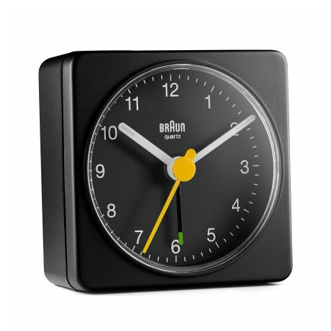 Braun Quartz Travel Alarm Clock Bc02b Black - Budzik Kwarcowy - Kwadratowy - Czarny - Analogowy - Bateria/Akumulator - Aa